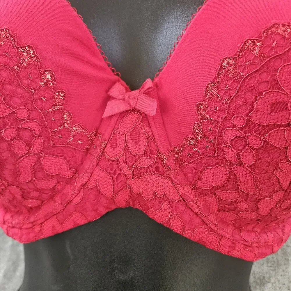 Victoria’s Secret 36DD Red Lace Bra Romantic Bombshell Femme Glam